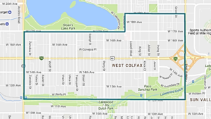 Map of the boundaries of WeCAN and West Colfax